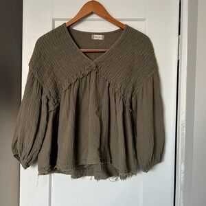 Altar’d State Blouse, Boho, Army Green, Size Medium